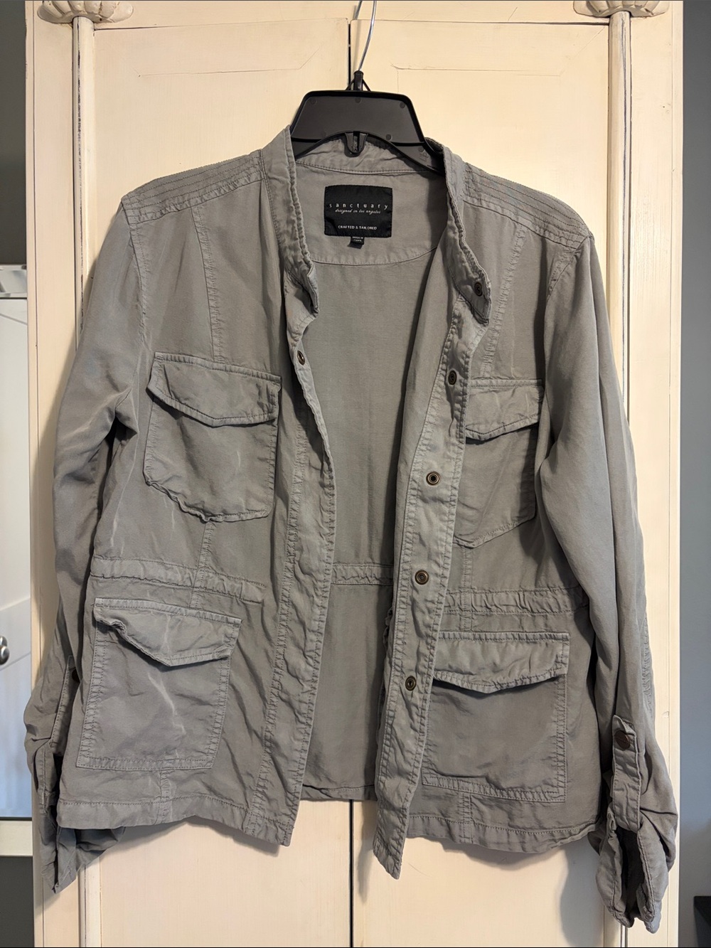 Sanctuary Women’s Casual Utility Jacket - Light Gray, size M